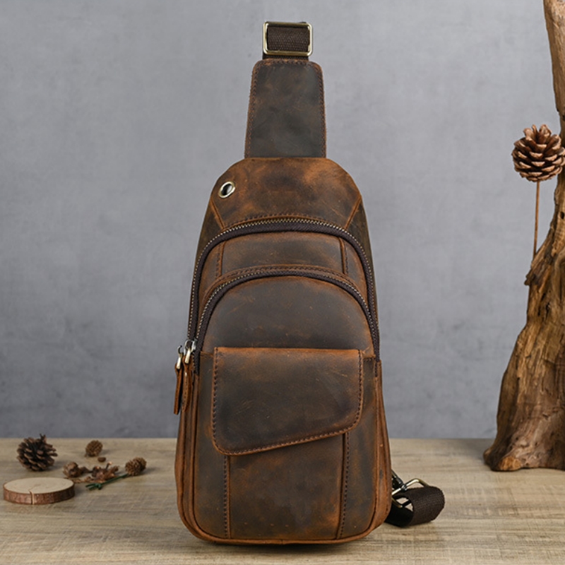 Leather Backpack Vintage - Bolso de pecho multifunción de lujo