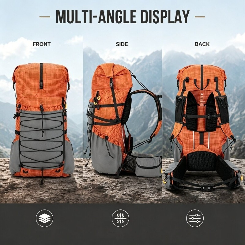 Rain Cover Backpack - Mochila de Senderismo Ligera de 70L