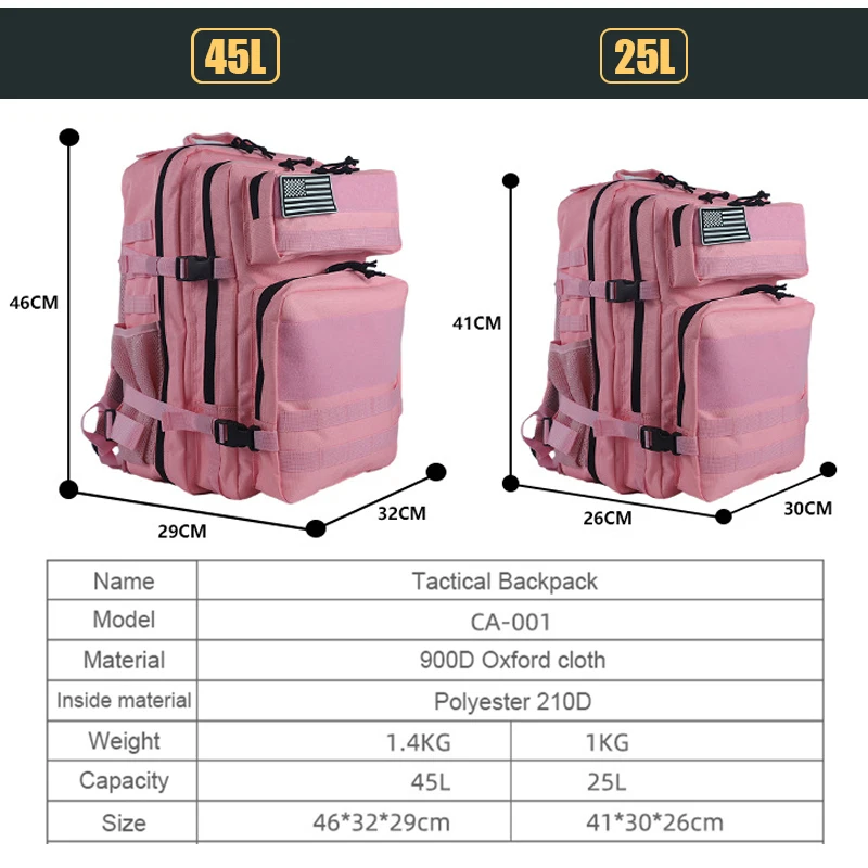 Mochila táctica 25L/45L 3P par - Urban Backpack Tactical reseña y precio